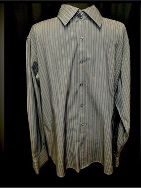 NWT Red Level Nine Men’s XXL Gray Stripe Stretch Button Down Dress Shirt 2XL